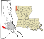 Caddo Parish Louisiana incorporated and unincorporated areas Greenwood highlighted